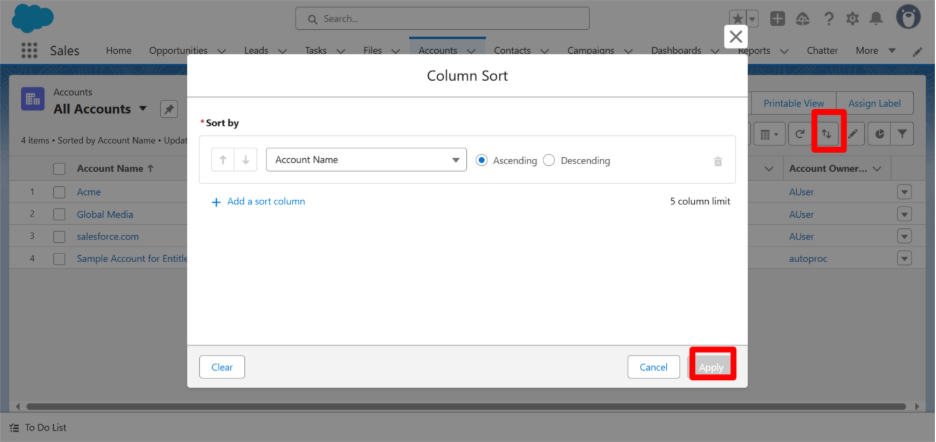 Apply Multi-Column Sorting